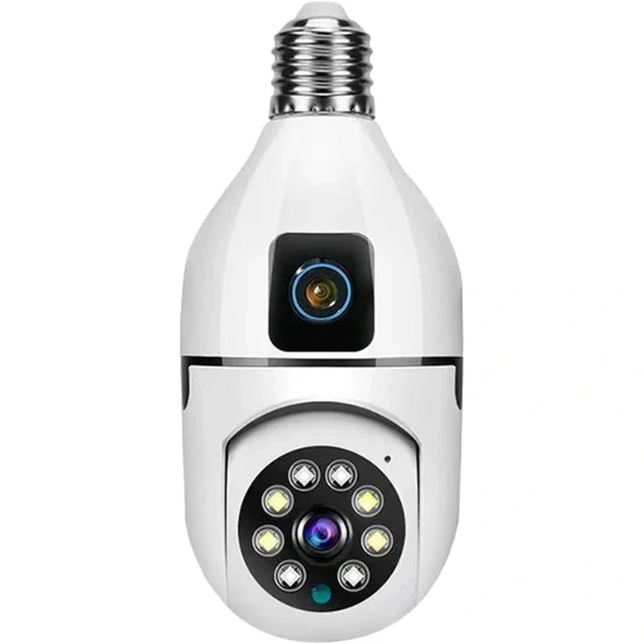 Çift Lensli Duy Girişli Kablosuz Ampul Kamera - Resim 3