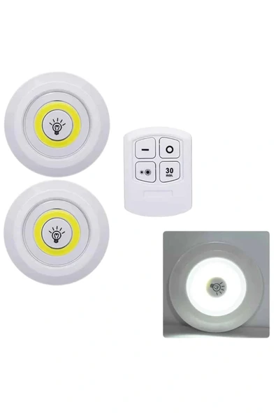 Led Lamba 3'lü Uzaktan Kumandalı Yapışkanlı - Resim 5