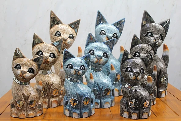 Ahşap 3'lü Kedi Seti 40 Cm ürün görseli