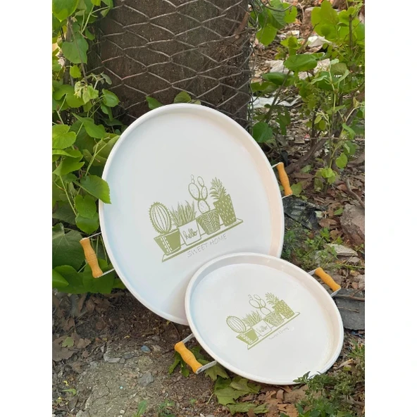 İkili Yuvarlak Sunum Tepsisi Seti - Resim 2