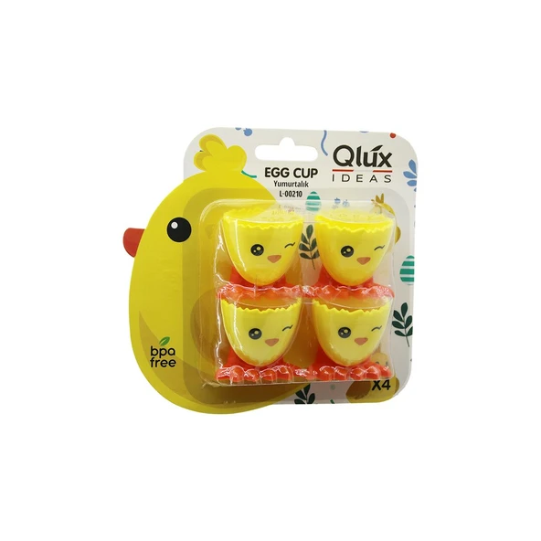 EGG CUP 4PCS YUMURTALIK EMOJİ DESEN - RENKLİ PLASTİK CİVCİV AYAKLI - 1/2 KIRIK YUMURTA KABUK MODEL (5314)