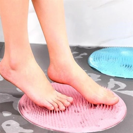 Silikon Fırçalı Banyo Masaj Matı ve Ayaklar için Topuk Masaj Paspası (5314)