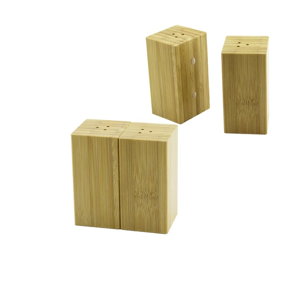 4.5X5CM--Y:9CM   2PCS   MIKNATISLI İKİZ   AHŞAP BAMBU  BAHARATLIK - TUZLUK (5314)