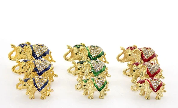 Swarovski Taşlı 3'lü Fil Figürü Model 1 ürün görseli 1