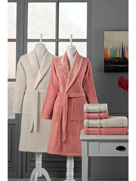 Özdilek Dory Kiremit Bej Aile Seti Bornoz Takımı ürün görseli 1