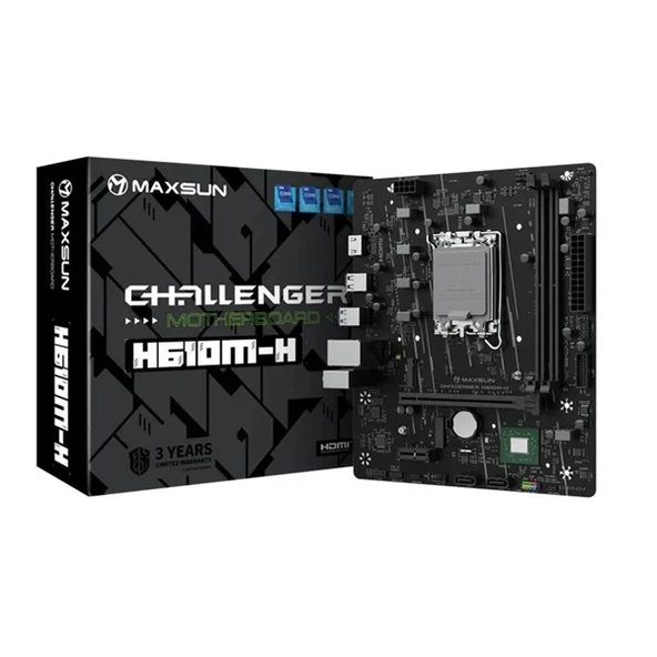 MAXSUN CHALLANGER H610M-H DDR4 HDMI PCIE 4.0 1700P MATX ürün görseli