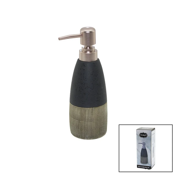 ANTRASİT GRİ - KREM MAT DESEN SERAMİK SIVI SABUNLUK (5314)