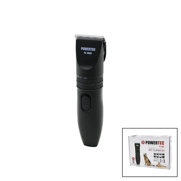 POWERTEC TR-9000  KEDİ - KÖPEK  BAKIM SETİ USB ŞARJLI TRAŞ MAKİNESİ METAL TARAK - MAKAS 0.8-1.1-1.4-1.7-2.0MM AYARLI (5314)