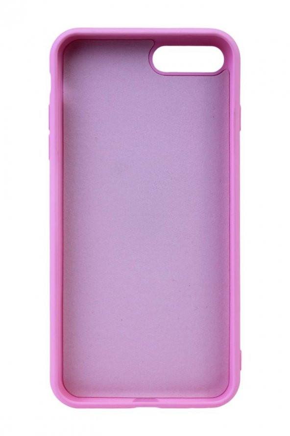 Apple iPhone 7 Plus - 8 Plus - Logolu Lansman, İçi Kadife Silikon PEMBE - 3