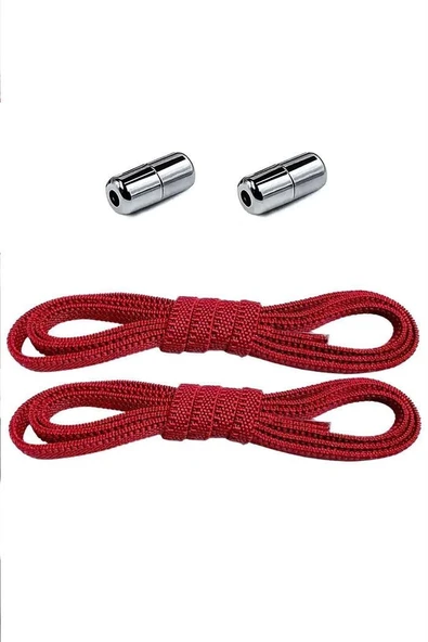 Ayarlanabilir 1 Çift Kırmızı Vidalı Kapsül Uçlu 6 MM Lastik Pratik Bağcık ürün görseli