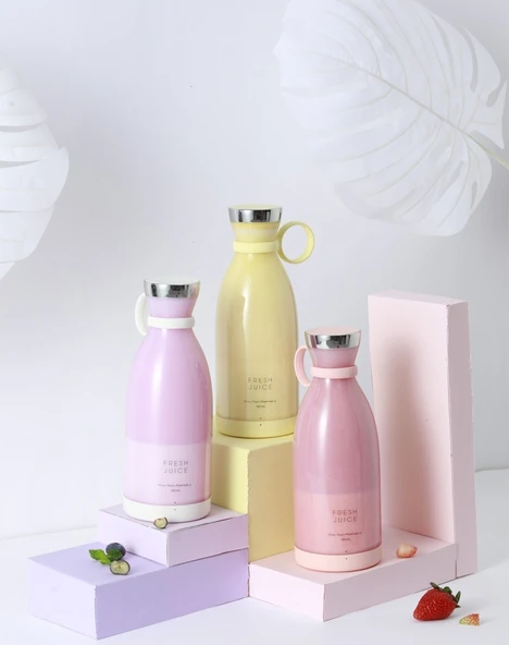 Taşınabilir Blender, Taşınabilir Mini Hızlı Blender 350ml Meyve Sıkacağı Kupası, Kablosuz Şarjlı, Smoothie Milkshake Suyu Bebek Maması için 4 Bıçaklı (5314) - 3