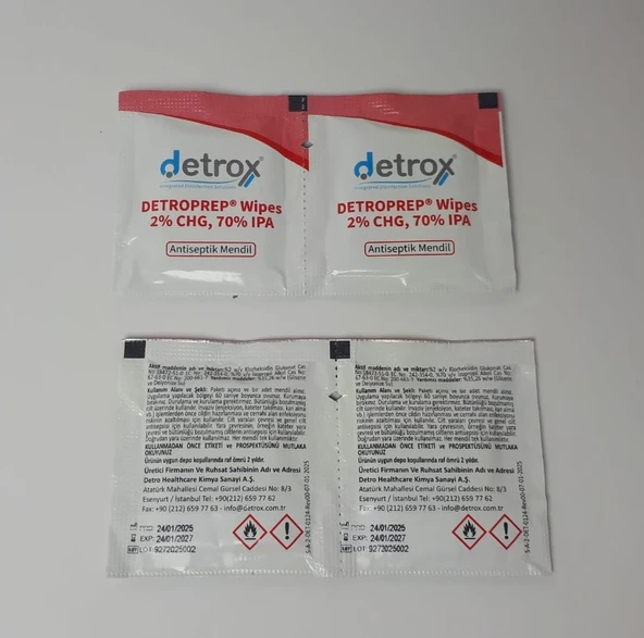 DETROPREP WİPES 2%CHG, 70% IPA ANTİSEPTİK MENDİL 200 ADET - 3