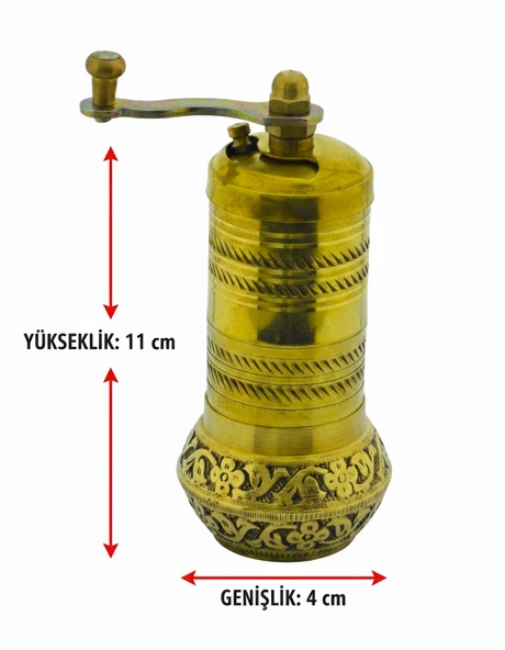 LUDIA Pirinç El Yapımı Karabiber ve Baharat Değirmeni Öğütücü (4cmx11cm) - Resim 2