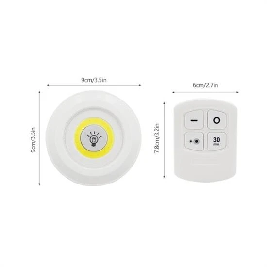 3&apos;lü Uzaktan Kumandalı Pilli Yapışkanlı Kablosuz Led Spot Lambalar (5314) - Resim 5