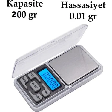 Dijital Hassas Elektronik Kuyumcu Cep Terazisi Tartı 200 gr 0.01 gr (5314)