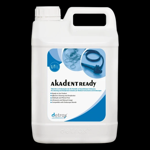 AKADENT READY Tıbbi Alet ve Endoskoplar İçin Ön Temizlik ve Dezenfeksiyon Solüsyonu 5 LT