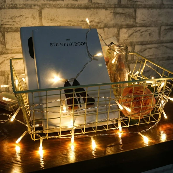 10 Metre 100 Ledli 8 Fonksiyonlu Dekoratif Lambader Sarı Lamba (5314) - 5