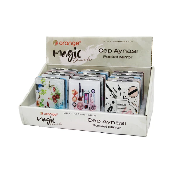 SULU SiMLİ KAPAKLI DİKDÖRTGEN CEP MAKYAJ AYNASI (5314)