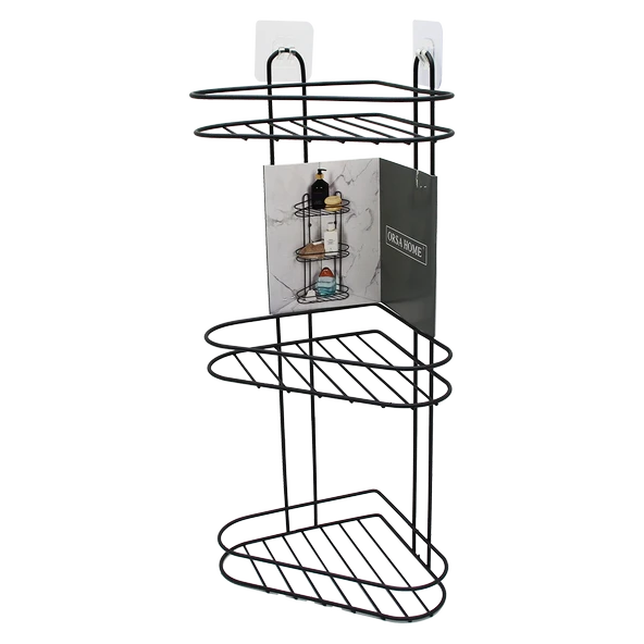 3 KATLI SİYAH METAL KÖŞE RAFI (5314)