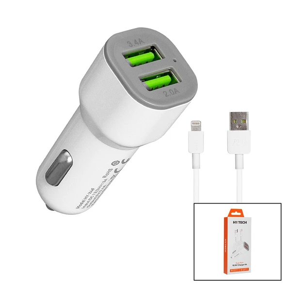 İPHONE - KABLOLU  OTO - ARAÇ ÇAKMAKLIK ŞARJ BAŞLIK SET  3.1A - 155W - 1MT KABLO  HY-X44 (5314)