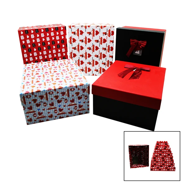 10 PARÇA  BOY DESENLİ DİKDÖRTGEN HEDİYE KUTUSU (5314)