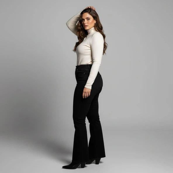 IŞŞIL 715-Büyük Beden İspanyol Paça Esnek Kot Pantolon - 6