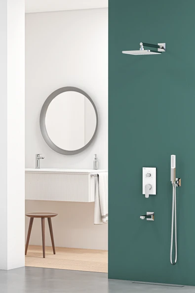 Teska Ciera Üç Yönlü Duş Seti-Beyaz Camlı - Resim 2