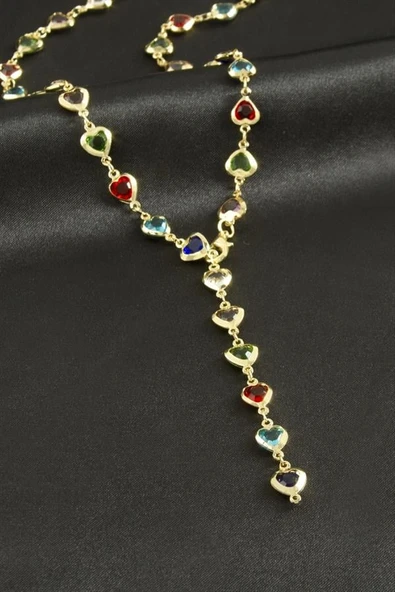 Kalp Zirkon Taşlı Y Kolye