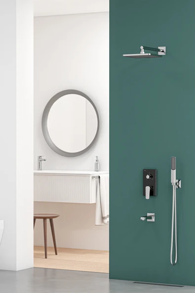 Teska Ciera Üç Yönlü Duş Seti-Siyah Camlı - Resim 2