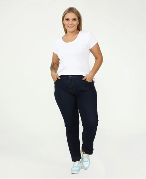 IŞŞIL 540-Büyük Beden Bilek Boy Esnek Kot Pantolon - 6