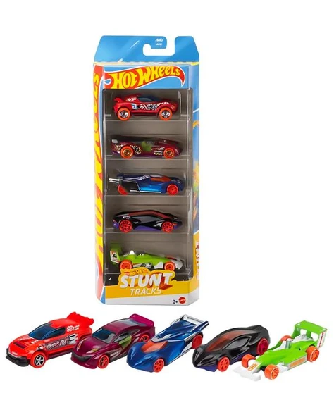 Hot Wheels Beşli Araba Seti Stunt Tracks JBJ83 - Resim 2
