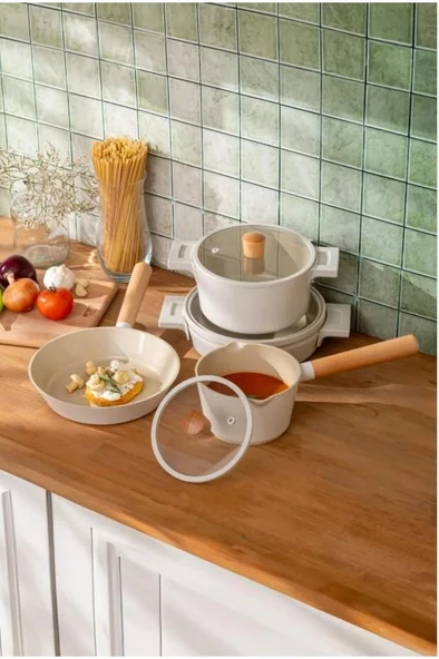 Crystal Elegant Tencere Seti Bej - Resim 3