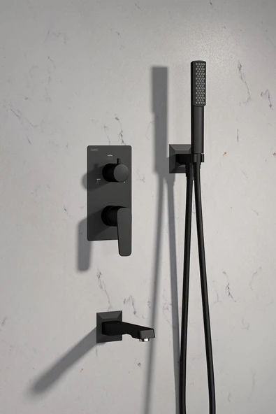 Teska Ciera Pro Üç Yönlü Duş Seti-Full Siyah - Resim 2