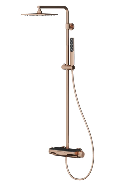 Perla Termostatik 3 Yönlü Duş Kolonu-Rose Gold /Siyah Cam ürün görseli