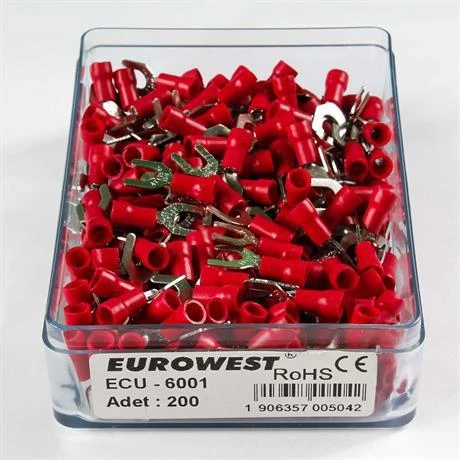 Eurowest 0,50-1,50mm M6 Çatal Tip İzoleli Kablo Ucu ( 1 Kutu 200 Adet ) ürün görseli 1