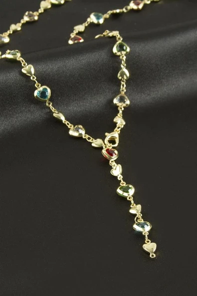 Kalp Zirkon Taşlı Y Kolye