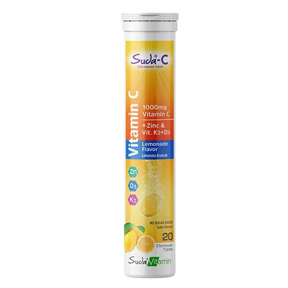 Suda Vitamin Suda-C Vitamin C Limonata Aromalı 20 Efervesan Tablet ürün görseli