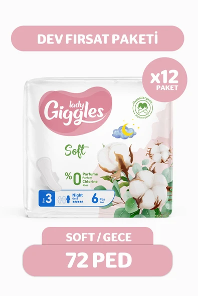 Giggles Lady Soft Hijyenik Ped Gece Dev Fırsat Paketi 72 Adet ürün görseli 1