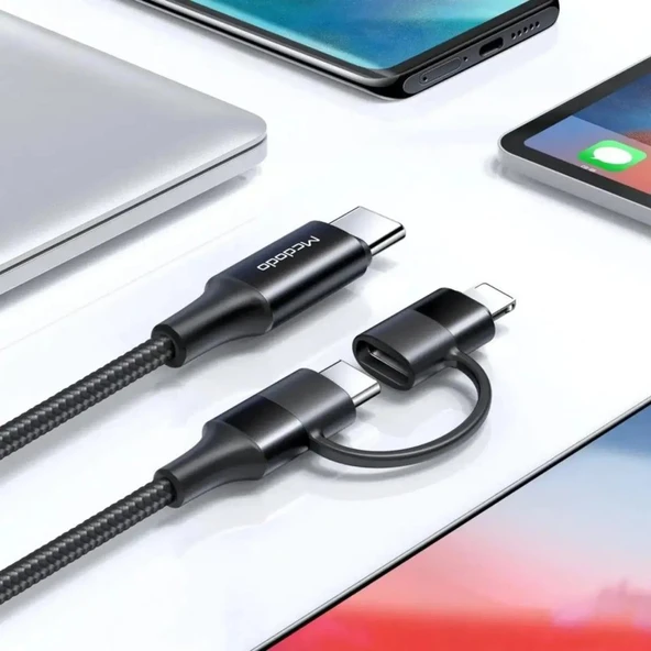 Mcdodo CA-7120 2in1 60W Typec iPhone Data Şarj Kablosu 1.2M - Siyah - Resim 3