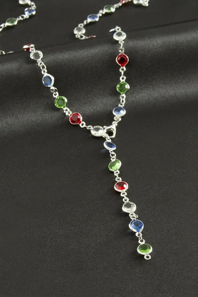 Yuvarlak Zirkon Taşlı Y Kolye