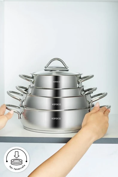 Urla 8 Parça İndüksiyon Tabanlı Çelik Tencere Seti - Resim 6