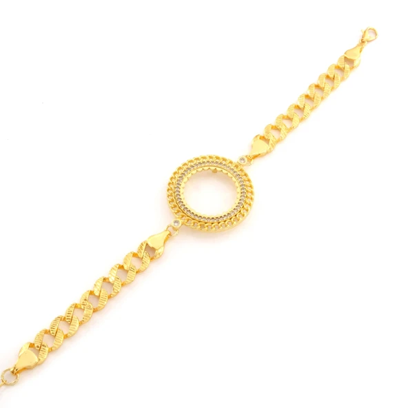 Yarım Altın Çerçeve Bileklik Çelik Altın Kaplama Fİgaro Model BLK-1105 - Resim 4