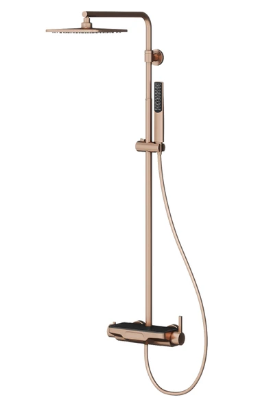 Perla Mix 3 Yönlü Duş Kolonu-Rose Gold/Siyah Cam ürün görseli