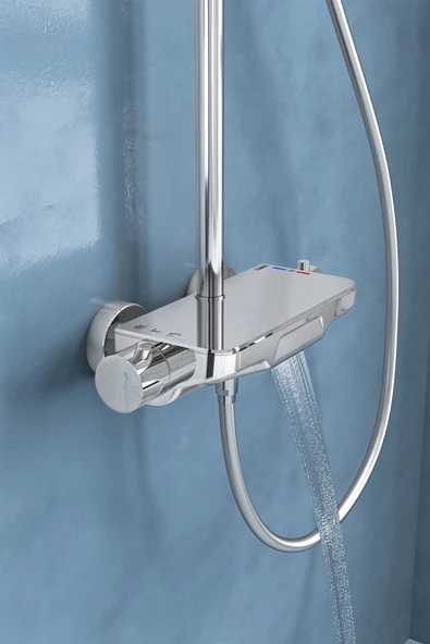 Perla Termostatik 3 Yönlü Duş Kolonu-Krom/Beyaz Cam - Resim 2