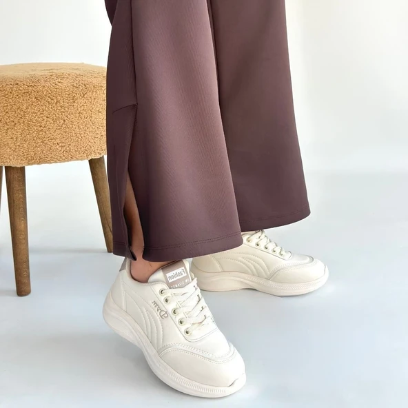 Yejja Bej Cilt Bağcıklı Spor Ayakkabı - Resim 8