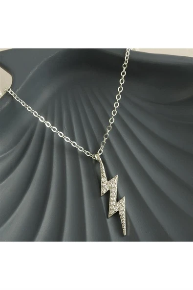 Şimşek Zirkon Taşlı Trend Kolye