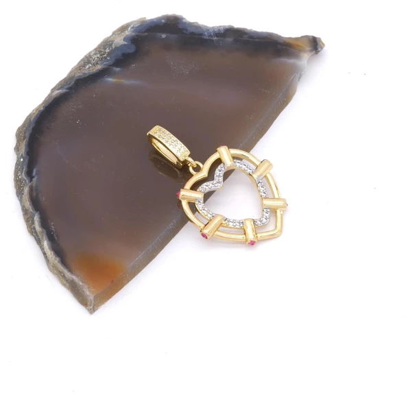 Ajda Charm Çelik Altın Kaplama Kadın Taşlı Kalp Model-CHR-126 ürün görseli