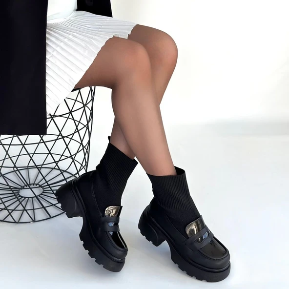 Wanye Siyah Cilt Cilt Streçli Bot - Resim 4