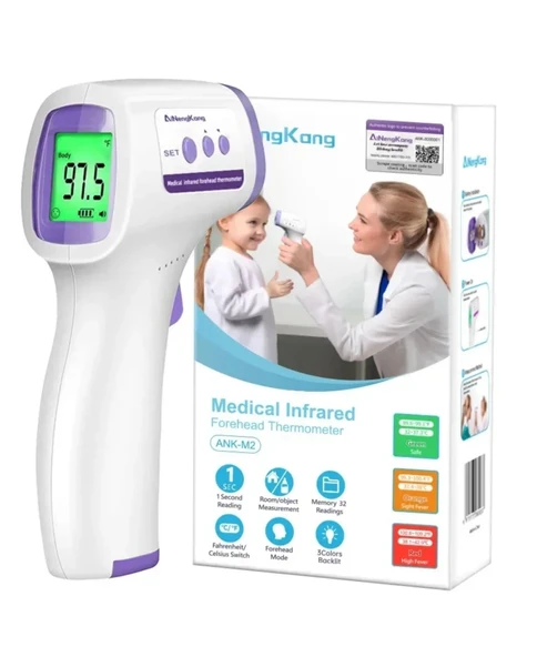 ShopyTech Temassız Kızılötesi Ateş Ölçer 1 Saniyede Ölçüm 3 Renkli Ateş Uyarısı Oda/Nesne Modu C/F 32 Hafıza  CE - Resim 6