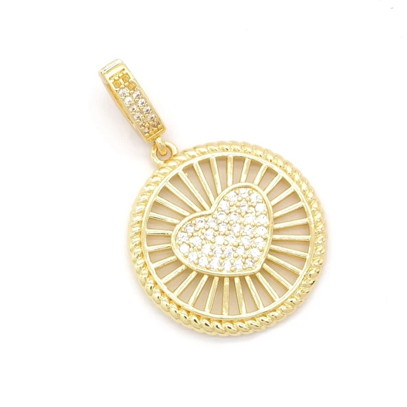 Ajda Charm Çelik Altın Kaplama Kadın Yuvarlak Kalpli Model-CHR-112 - Resim 3